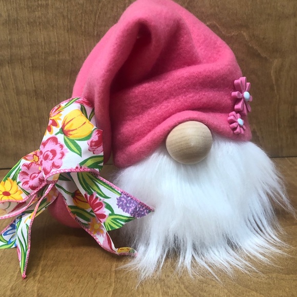 Pink Floral Gnome Pretty Flowers Pink Yellow Babe Cave Easter Summertime Gift - Picture 4 of 5
